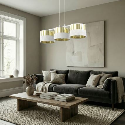 Полилей на кабел LUX 3xE27/15W/230V бял/златист
