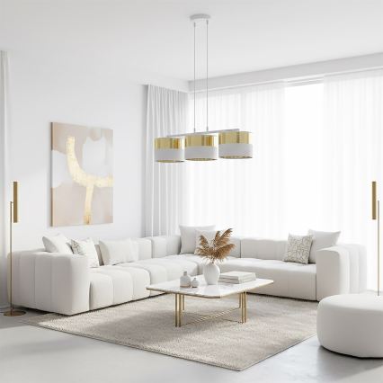 Полилей на кабел LUX 3xE27/15W/230V бял/златист