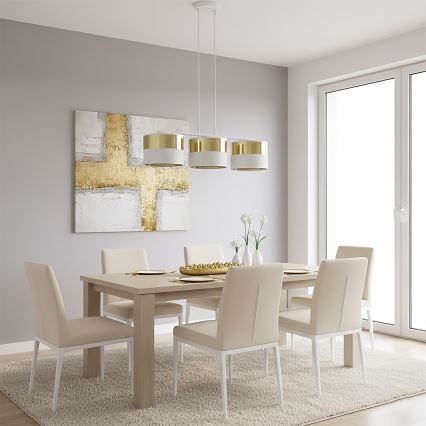 Полилей на кабел LUX 3xE27/15W/230V бял/златист