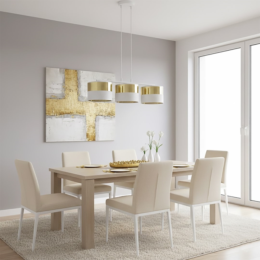 Полилей на кабел LUX 3xE27/15W/230V бял/златист