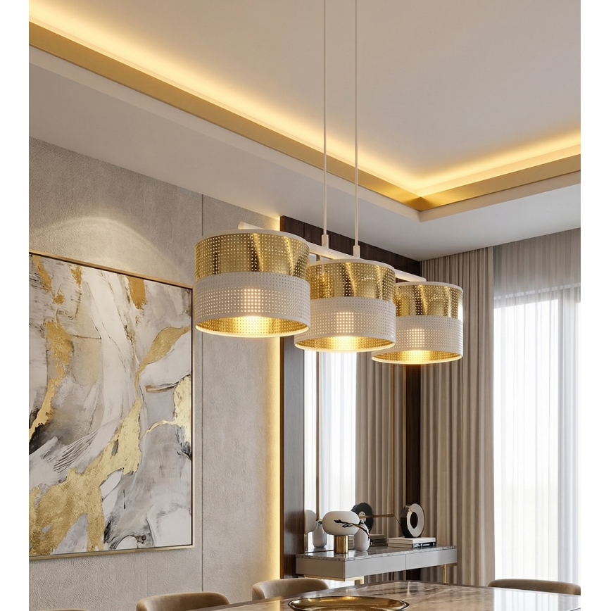 Полилей на кабел LUX 3xE27/15W/230V бял/златист