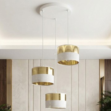 Полилей на кабел LUX 3xE27/15W/230V бял/златист