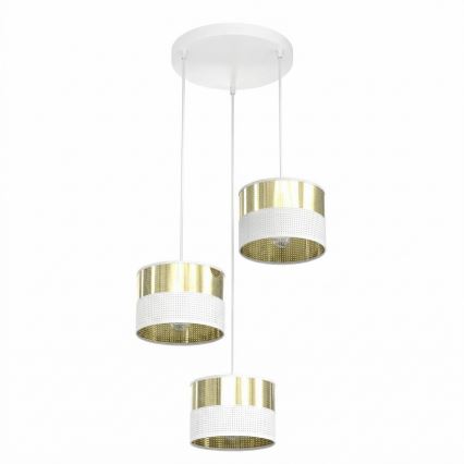 Полилей на кабел LUX 3xE27/15W/230V бял/златист