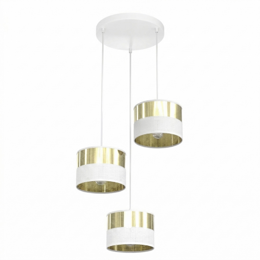 Полилей на кабел LUX 3xE27/15W/230V бял/златист