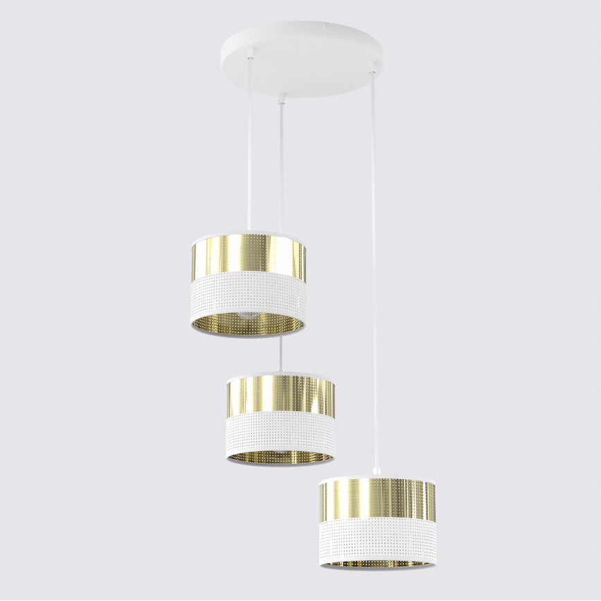 Полилей на кабел LUX 3xE27/15W/230V бял/златист