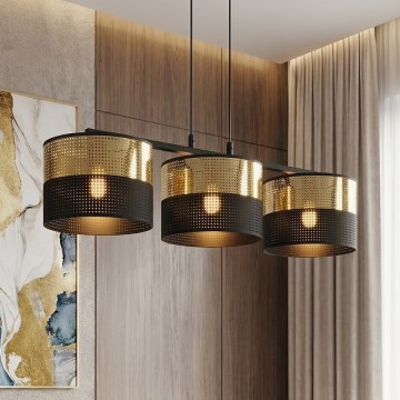 Полилей на кабел LUX 3xE27/15W/230V черен/златист