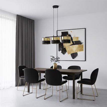 Полилей на кабел LUX 3xE27/15W/230V черен/златист
