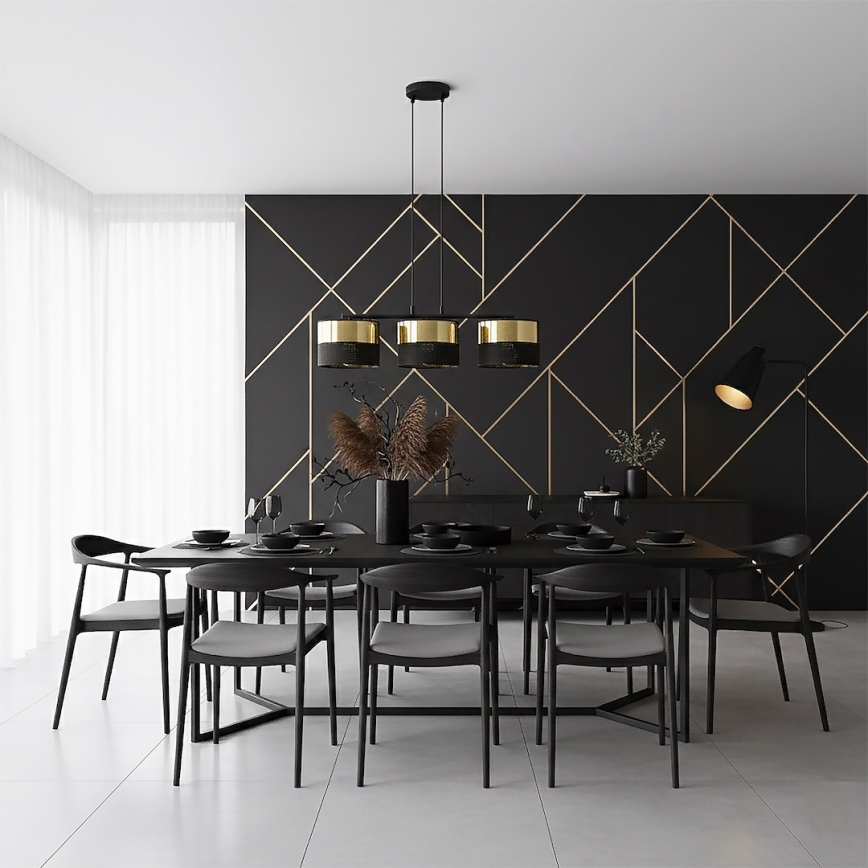 Полилей на кабел LUX 3xE27/15W/230V черен/златист