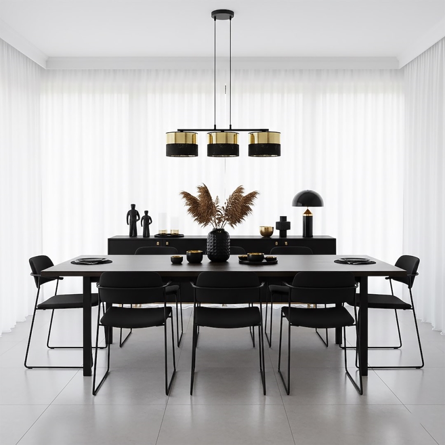 Полилей на кабел LUX 3xE27/15W/230V черен/златист