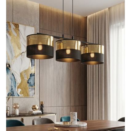 Полилей на кабел LUX 3xE27/15W/230V черен/златист