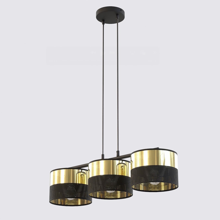 Полилей на кабел LUX 3xE27/15W/230V черен/златист