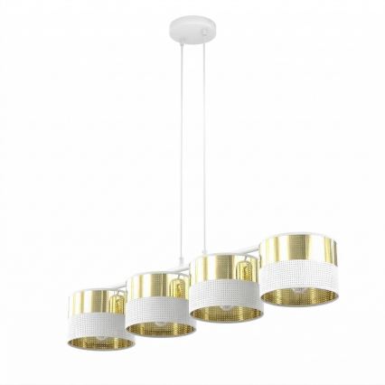 Полилей на кабел LUX 4xE27/15W/230V бял/златист