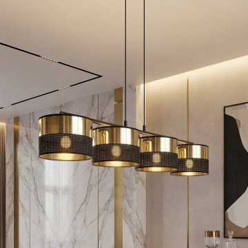 Полилей на кабел LUX 4xE27/15W/230V черен/златен