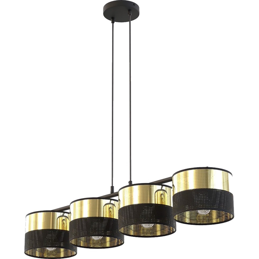 Полилей на кабел LUX 4xE27/15W/230V черен/златен