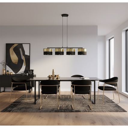 Полилей на кабел LUX 4xE27/15W/230V черен/златен