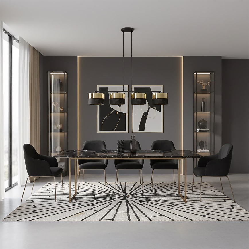 Полилей на кабел LUX 4xE27/15W/230V черен/златен