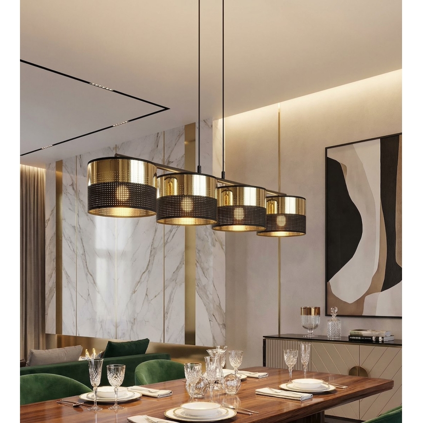 Полилей на кабел LUX 4xE27/15W/230V черен/златен