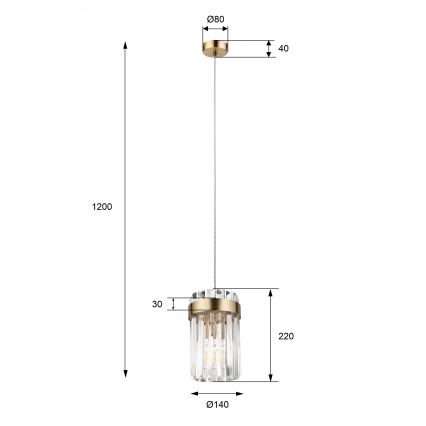 Полилей на кабел LUXARY 1xE27/15W/230V златен