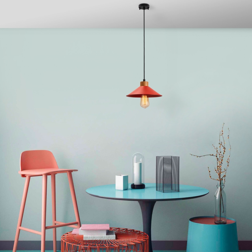 Полилей на кабел MANAVGAT 1xE27/40W/230V червен/кафяв