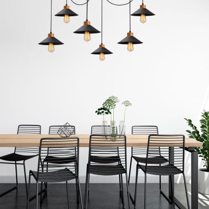 Полилей на кабел MANAVGAT 6xE27/40W/230V паяк черен/кафяв