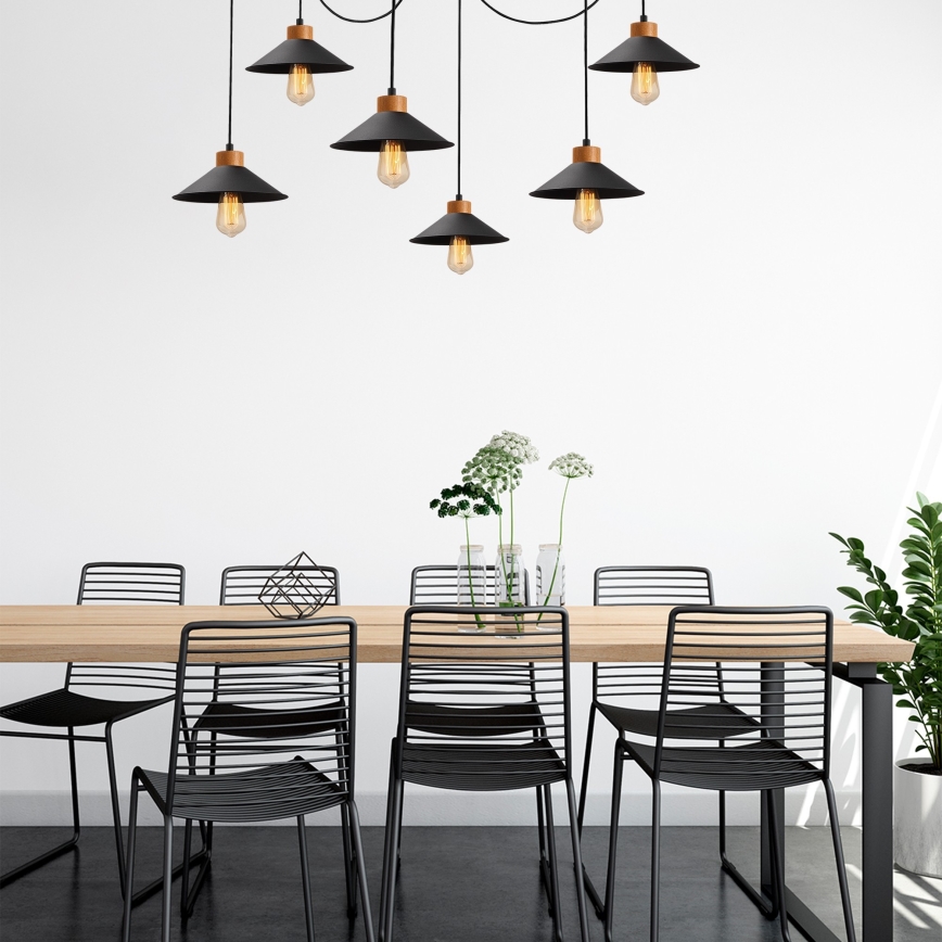 Полилей на кабел MANAVGAT 6xE27/40W/230V паяк черен/кафяв