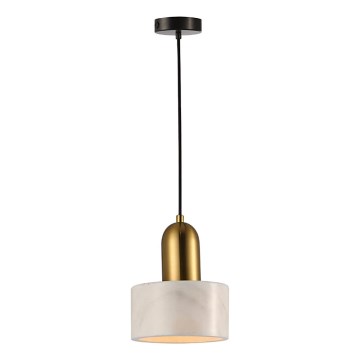 Полилей на кабел MARBLE 1xE27/60W/230V златист/бял/мраморен декор