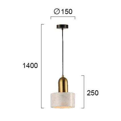 Полилей на кабел MARBLE 1xE27/60W/230V златист/бял/мраморен декор