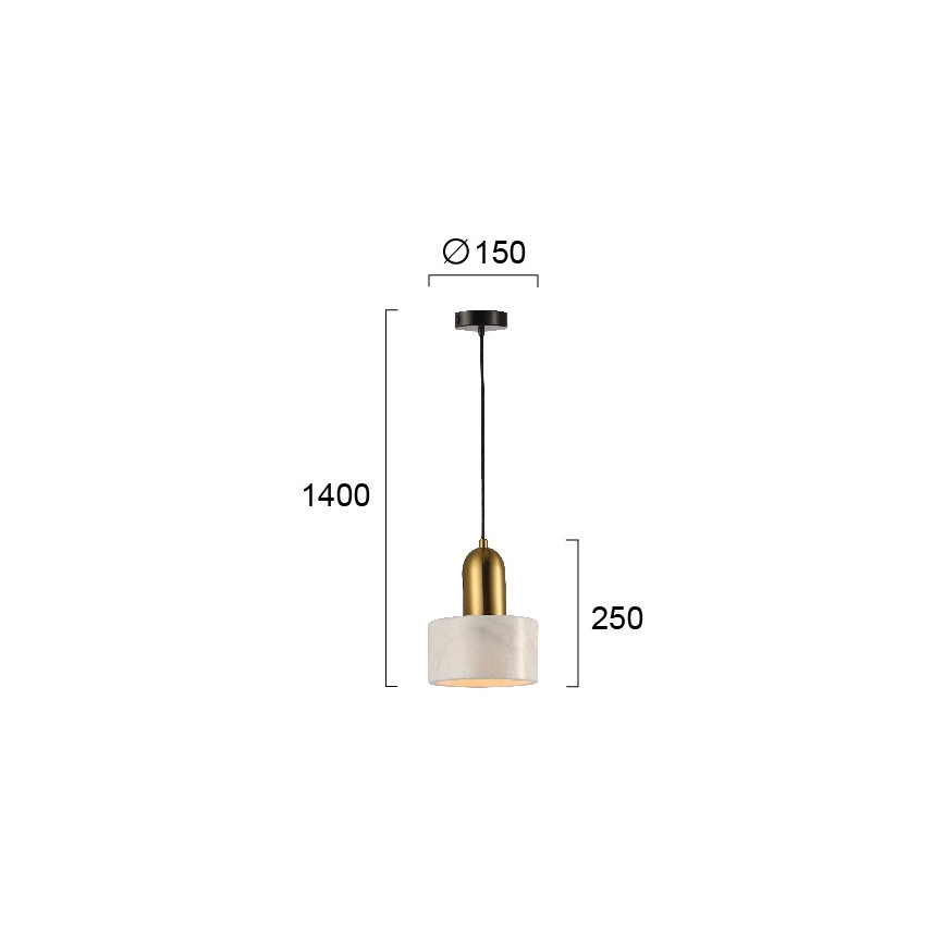 Полилей на кабел MARBLE 1xE27/60W/230V златист/бял/мраморен декор