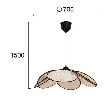 Полилей на кабел MARGARET 1xE27/40W/230V черно/бежово