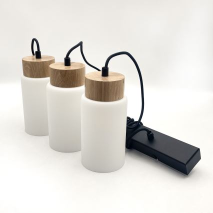 Полилей на кабел MARKUS 3xE27/15W/230V черен/дъб