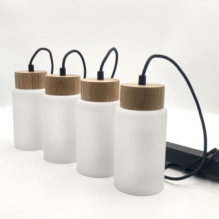 Полилей на кабел MARKUS 4xE27/15W/230V черен/дъб