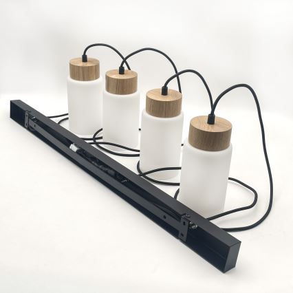 Полилей на кабел MARKUS 4xE27/15W/230V черен/дъб