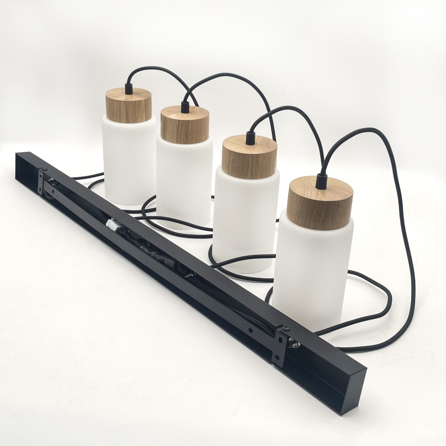 Полилей на кабел MARKUS 4xE27/15W/230V черен/дъб