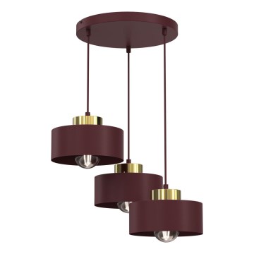 Полилей на кабел MARTI 3xE27/15W/230V бордо/злато