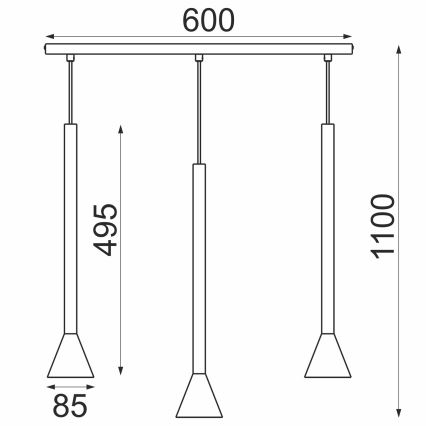 Полилей на кабел MAZZO 3xGU10/8W/230V черен