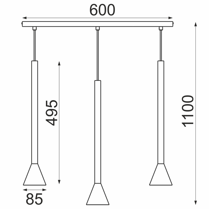 Полилей на кабел MAZZO 3xGU10/8W/230V черен