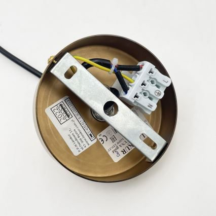 Полилей на кабел MILOU 1xE27/15W/230V златист/опушено бежово