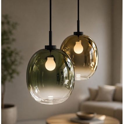 Полилей на кабел MIRROR 1xE27/14W/230V опушено зелено