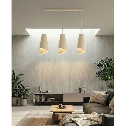 Полилей на кабел MODA 3xE27/15W/230V бежов/ратан