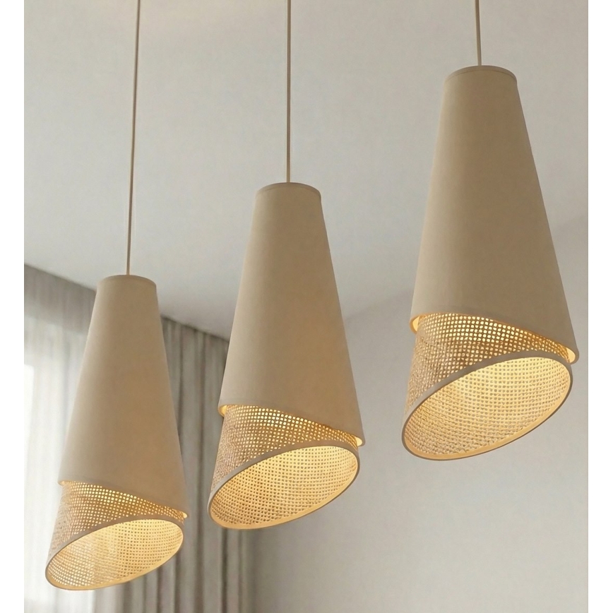 Полилей на кабел MODA 3xE27/15W/230V бежов/ратан