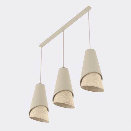 Полилей на кабел MODA 3xE27/15W/230V бежов/ратан