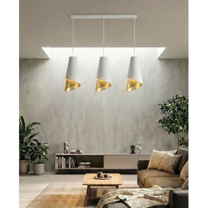 Полилей на кабел MODA 3xE27/15W/230V бял/златист
