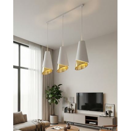 Полилей на кабел MODA 3xE27/15W/230V бял/златист