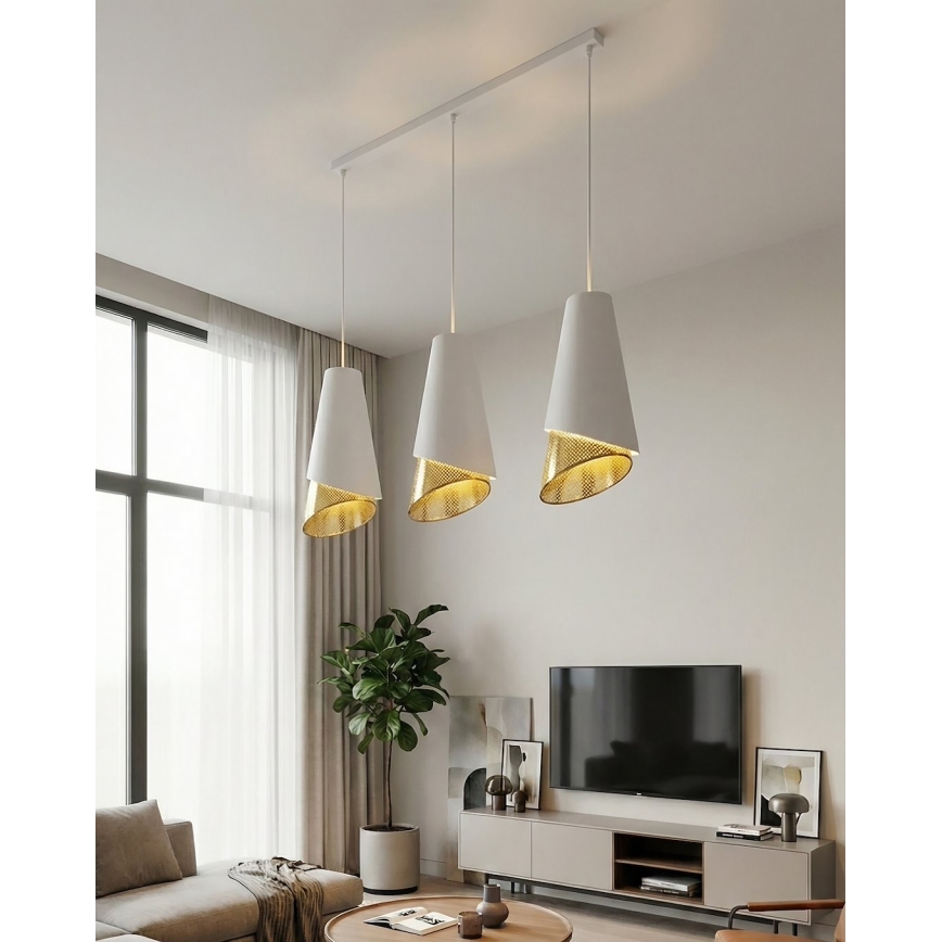 Полилей на кабел MODA 3xE27/15W/230V бял/златист