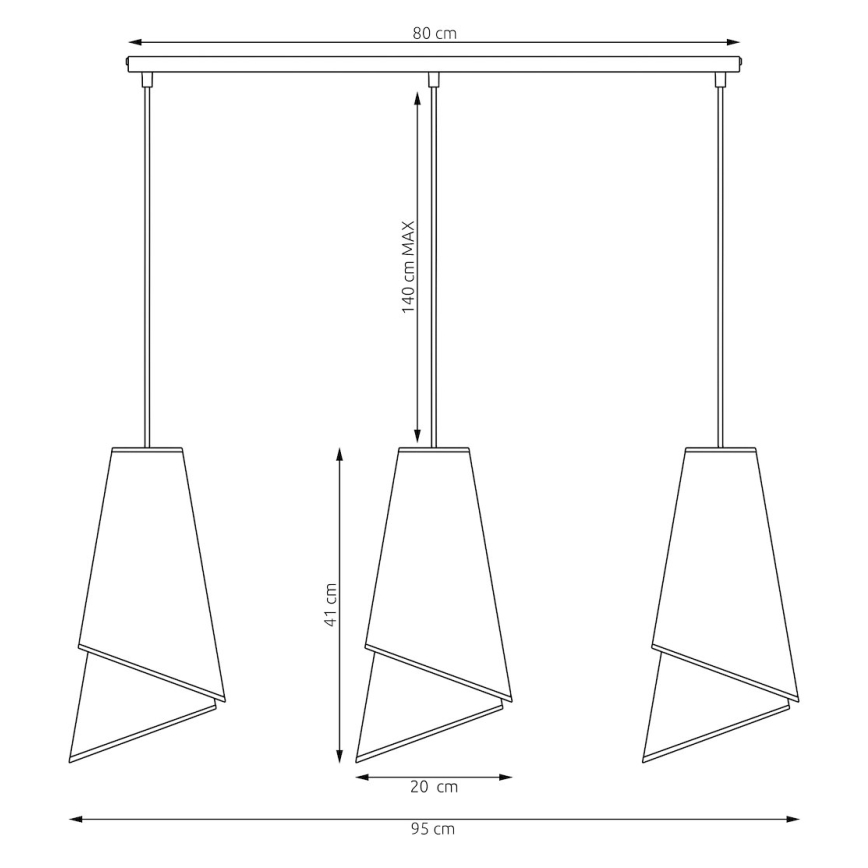 Полилей на кабел MODA 3xE27/15W/230V бял/златист