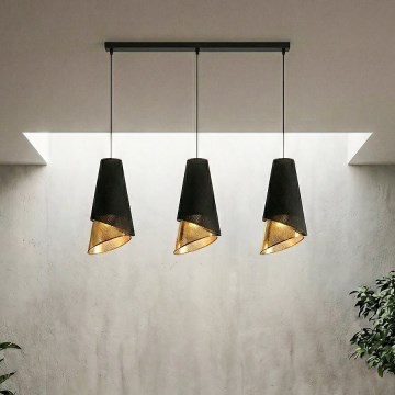 Полилей на кабел MODA 3xE27/15W/230V черно/златно