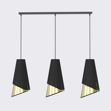 Полилей на кабел MODA 3xE27/15W/230V черно/златно