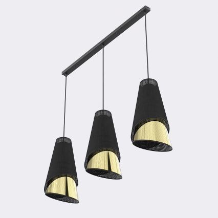 Полилей на кабел MODA 3xE27/15W/230V черно/златно