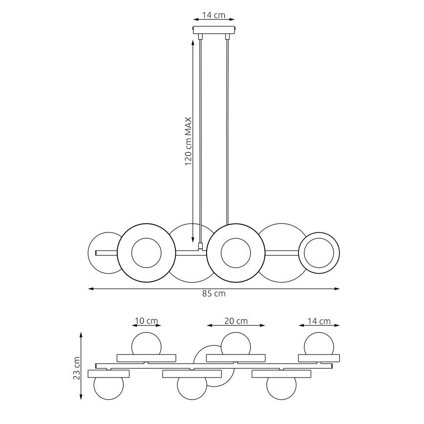 Полилей на кабел МОДЕЛ 6xG9/8W/230V бял