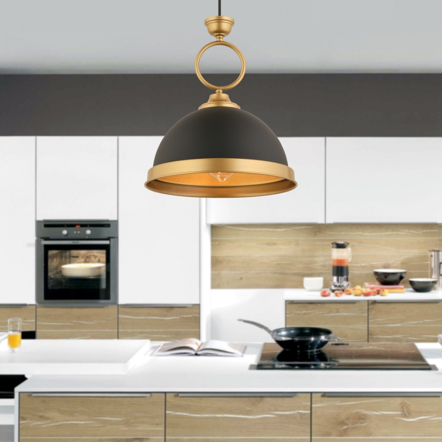 Полилей на кабел MONZA 1xE27/40W/230V диаметър 30 см черен/бронзов